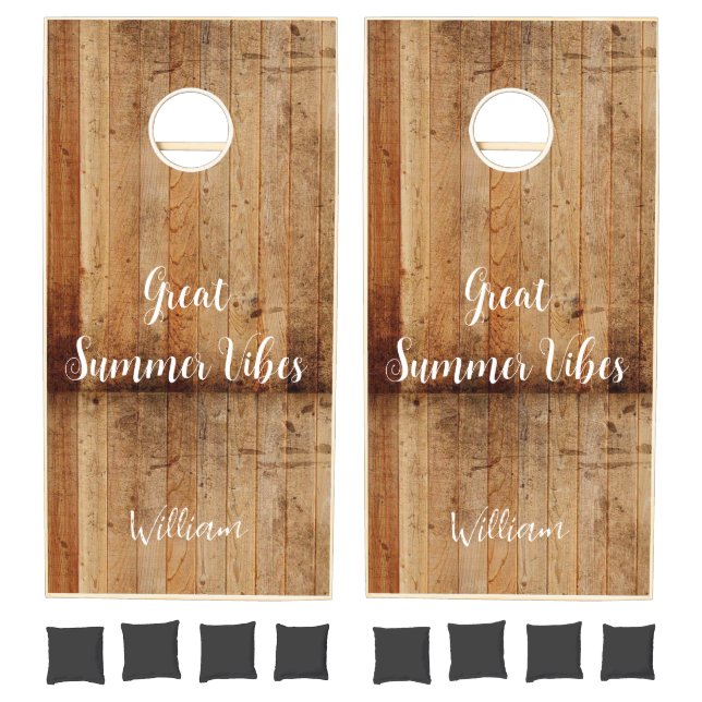 Cornhole Set Rustic Wood Tan Beige  (Set)