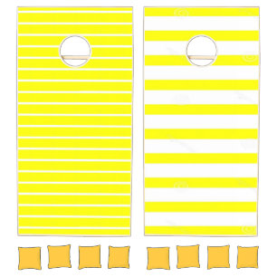Cornhole Set Stripe Yellow White