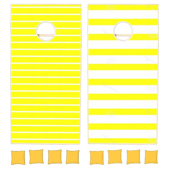 Cornhole Set  Stripe Yellow White (Set)