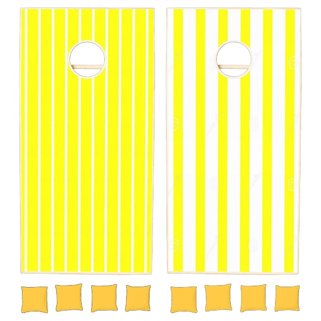 Cornhole Set  Stripe Yellow White (Set)