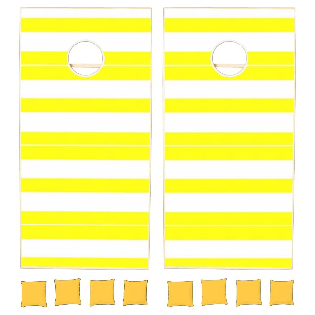Cornhole Set  Stripe Yellow White (Set)