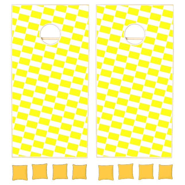Cornhole Set  Stripe Yellow White (Set)