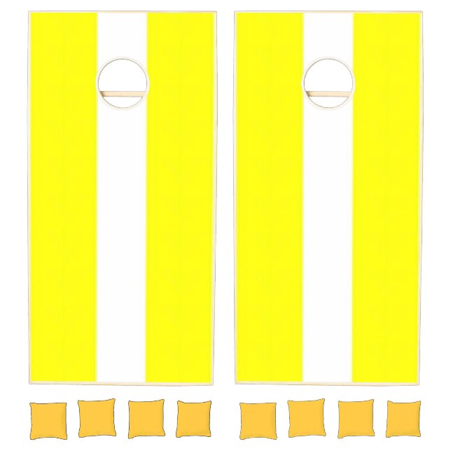 Cornhole Set  Stripe Yellow White (Set)