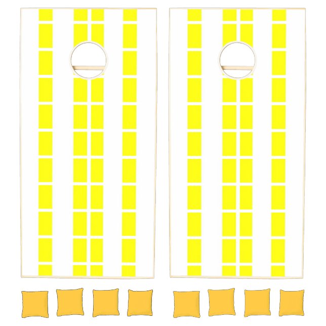 Cornhole Set  Stripe Yellow White (Set)