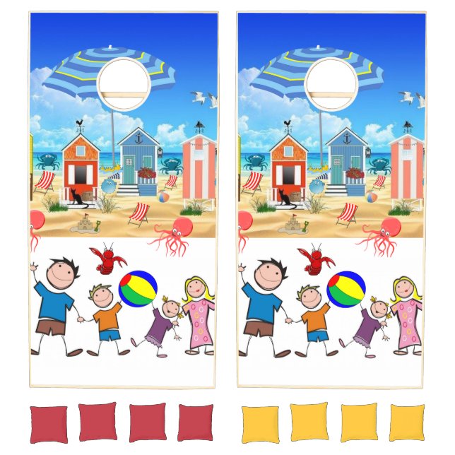 Cornhole Set Summer Beach House Fun (Set)