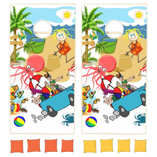 Cornhole Set Summer Beach House Fun (Set)