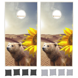 Cornhole Set Sunflower Bear Sand Desert 
