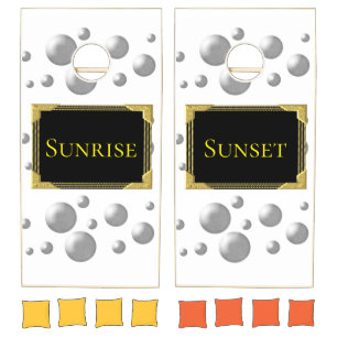 Cornhole Set Sunrise Sunset Grey Balls Circles 