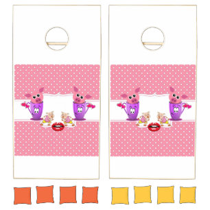 Cornhole Set Sweet Pink Pigs Kisses 