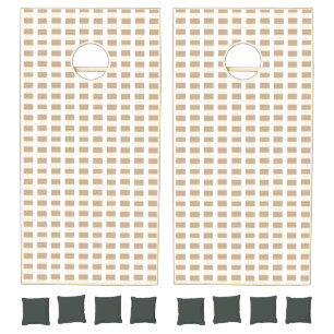 Cornhole Set Taupe Beige & White Square