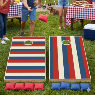 Cornhole Set Vintage Americana Patriotic Stripes