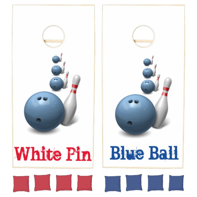Cornhole Set White Bowling Balls (Set)