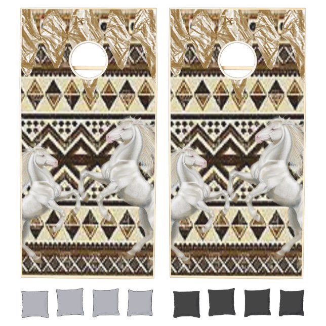 Cornhole Set White Horse Cowboy (Set)
