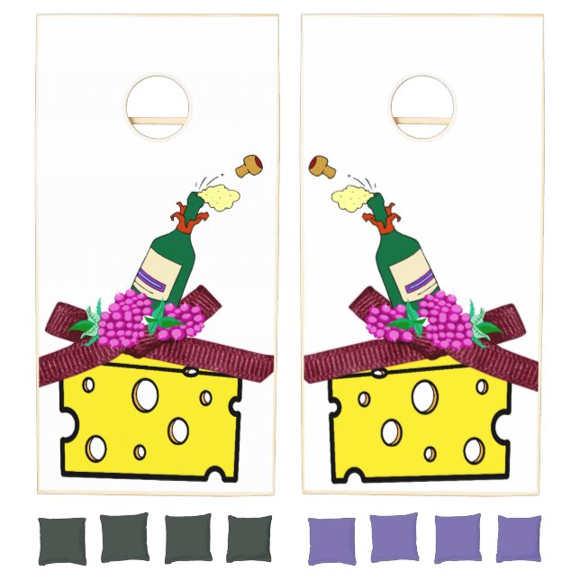 Cornhole Set Wine Cheese Grapes  (Set)