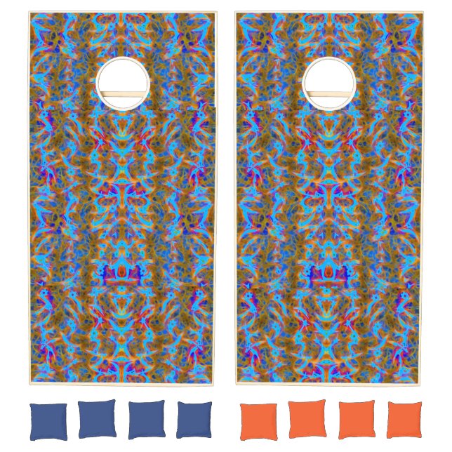 Cornhole Set with Blue Oriental Design (Set)