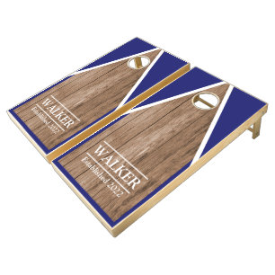 Cornhole set with customizable name and date