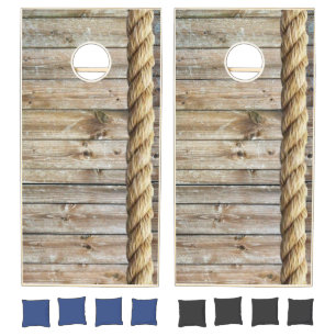 Cornhole Set Wood Rope