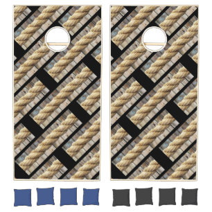 Cornhole Set Wood Rope