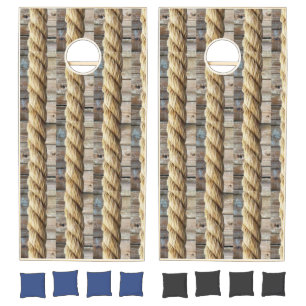 Cornhole Set Wood Rope