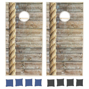Cornhole Set Wood Rope
