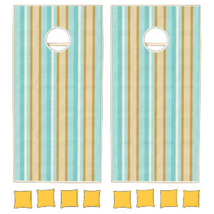Cornhole Set Yellow & Blue Stripe
