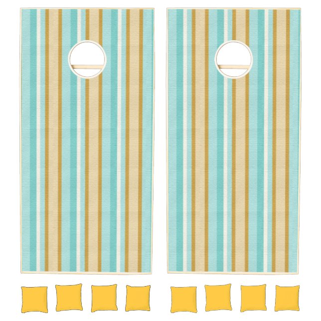 Cornhole Set Yellow & Blue Stripe (Set)