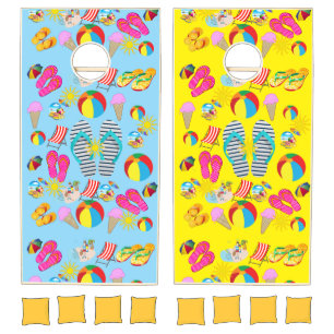 Cornhole Set Yellow & Blue Summer Beach Fun