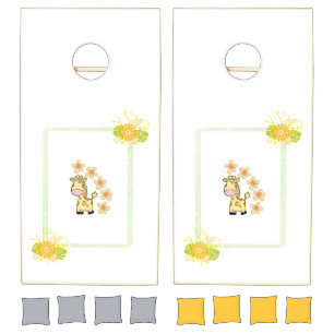 Cornhole Set Yellow Floral Giraffe 