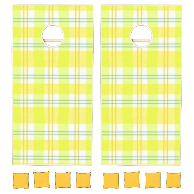 Cornhole Set Yellow & Green Plaid  (Set)