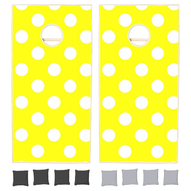 Cornhole Set Yellow & White Polka dot  (Set)
