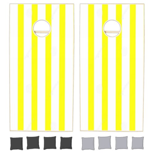 Cornhole Set Yellow  White Stripe