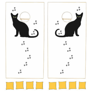 Cornhole Sets Black Cat Paws Animals 