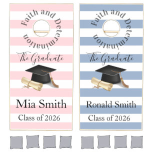 Cornhole Sets Blue Pink Stripe Graduation 2026