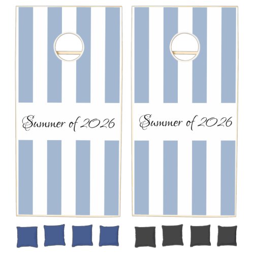 Cornhole Sets Blue & White Stripe Vertical