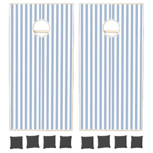 Cornhole Sets Blue & White Stripe Vertical