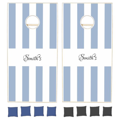 Cornhole Sets Blue & White Stripe Vertical