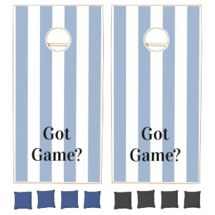 Cornhole Sets Blue & White Stripe Vertical