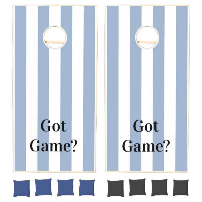 Cornhole Sets Blue & White Stripe Vertical (Set)