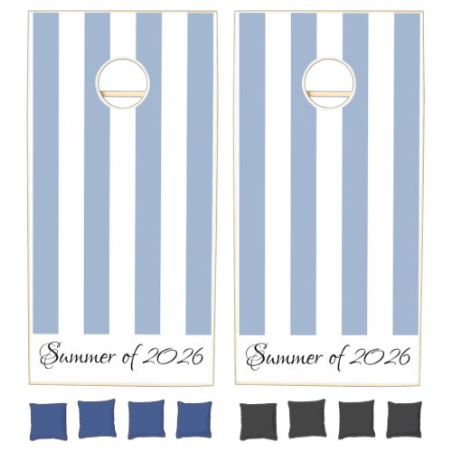 Cornhole Sets Blue & White Stripe Vertical