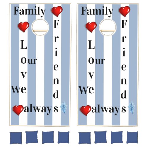 Cornhole Sets Blue & White Stripe Vertical