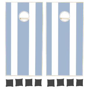 Cornhole Sets Blue & White Stripe Vertical
