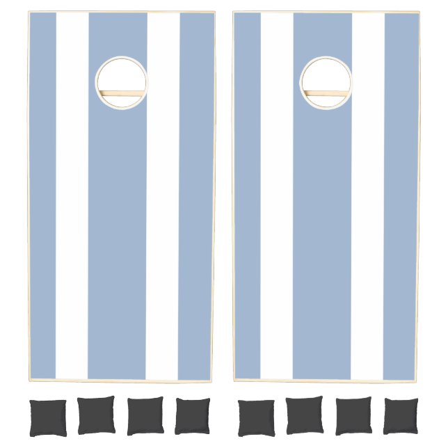 Cornhole Sets Blue & White Stripe Vertical (Set)
