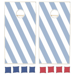 Cornhole Sets Blue & White Stripe Vertical