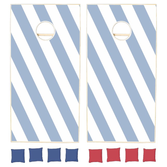 Cornhole Sets Blue & White Stripe Vertical (Set)