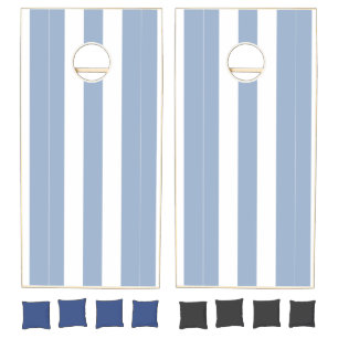 Cornhole Sets Blue & White Stripe Vertical