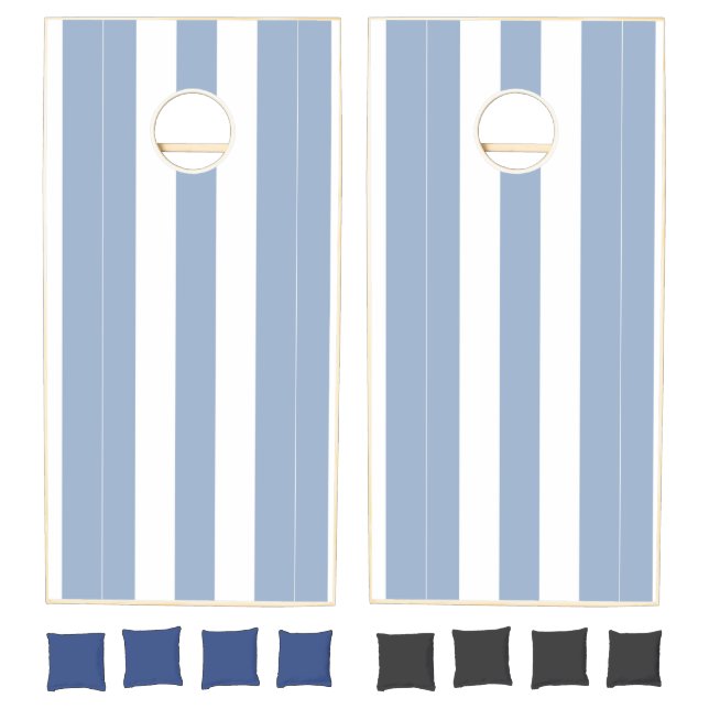 Cornhole Sets Blue & White Stripe Vertical (Set)