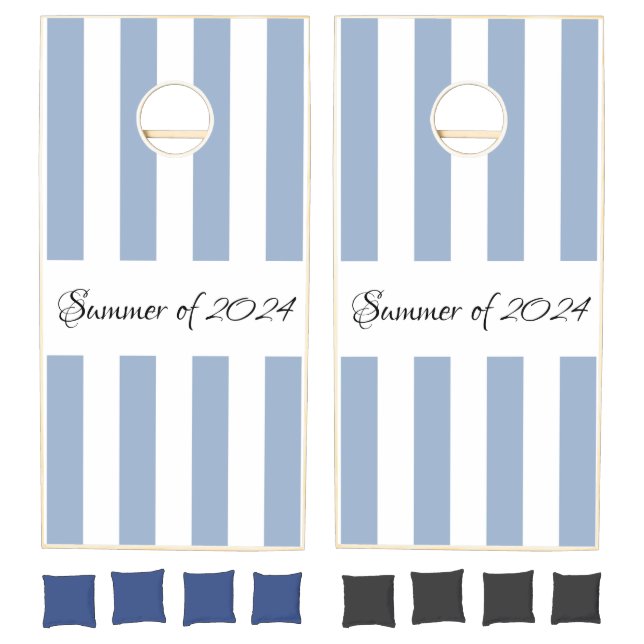 Cornhole Sets Blue & White Stripe Vertical (Set)