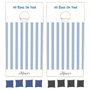 Cornhole Sets Blue & White Stripe Vertical