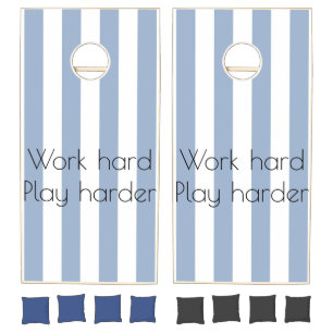 Cornhole Sets Blue & White Stripe Vertical