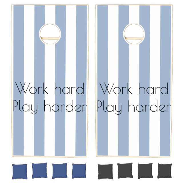 Cornhole Sets Blue & White Stripe Vertical (Set)